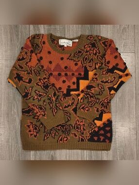 Needle & Thread Patterned Knit Sweater Boho Vintage Y2K - Rust, Olive, Black